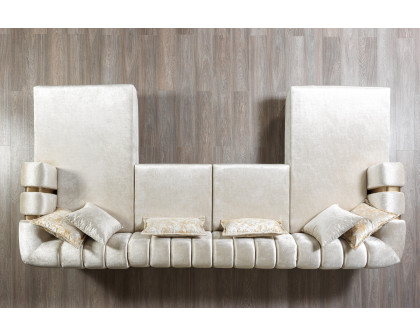 Nova Santana Velvet Double Chaise Sectional - Ivory