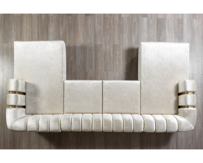 Nova Santana Velvet Double Chaise Sectional - Ivory