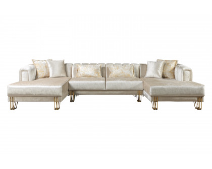 Nova Santana Velvet Double Chaise Sectional - Ivory