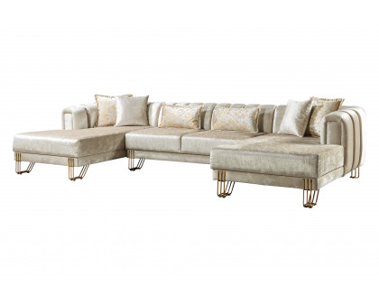 Nova Santana Velvet Double Chaise Sectional - Ivory