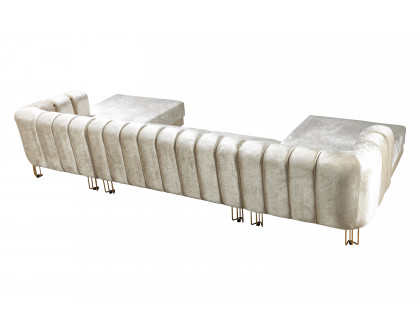 Nova Santana Velvet Double Chaise Sectional - Ivory