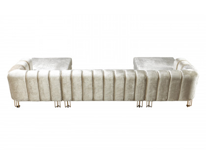 Nova Santana Velvet Double Chaise Sectional - Ivory