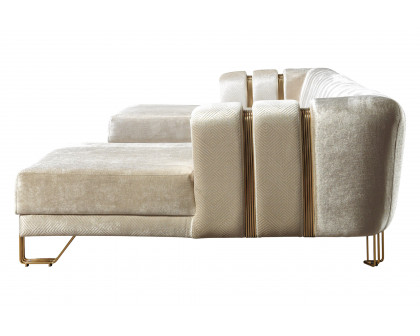 Nova Santana Velvet Double Chaise Sectional - Ivory