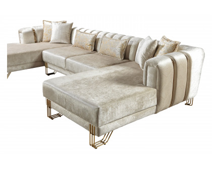 Nova Santana Velvet Double Chaise Sectional - Ivory