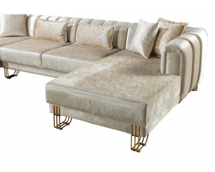 Nova Santana Velvet Double Chaise Sectional - Ivory