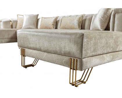 Nova Santana Velvet Double Chaise Sectional - Ivory