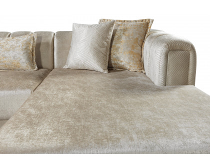 Nova Santana Velvet Double Chaise Sectional - Ivory