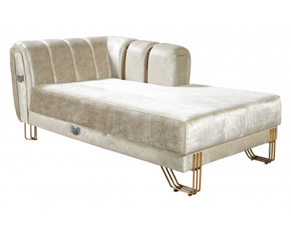 Nova Santana Velvet Double Chaise Sectional - Ivory