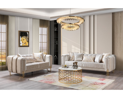 Nova Santana Velvet Sofa & Loveseat - Ivory