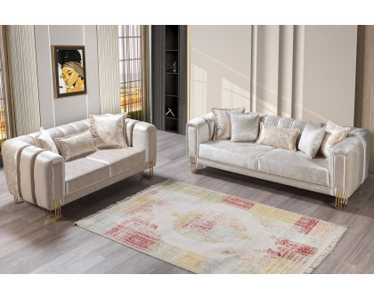 Nova Santana Velvet Sofa & Loveseat - Ivory