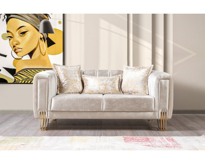 Nova Santana Velvet Sofa & Loveseat - Ivory