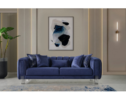 Nova Santana Velvet Loveseat - Navy