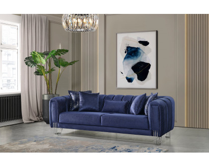 Nova Santana Velvet Loveseat - Navy