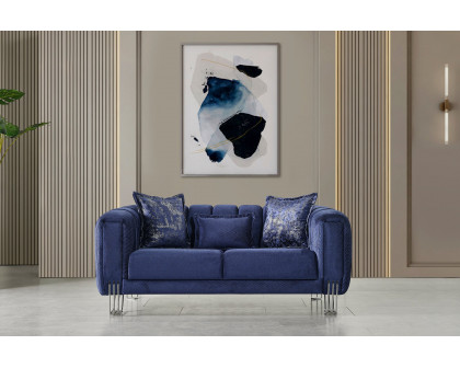 Nova Santana Velvet Loveseat - Navy