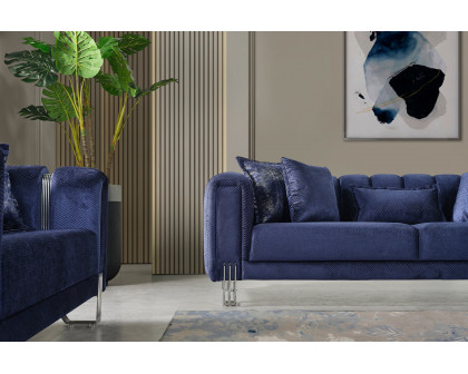 Nova Santana Velvet Loveseat - Navy