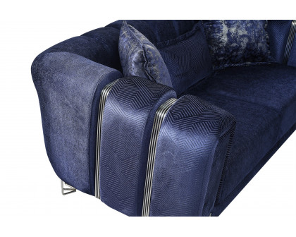 Nova Santana Velvet Loveseat - Navy