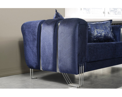 Nova Santana Velvet Loveseat - Navy