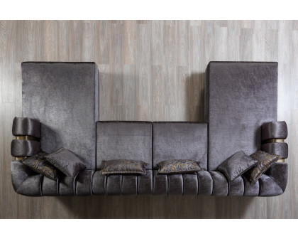 Nova Santana Velvet Double Chaise Sectional - Smoke