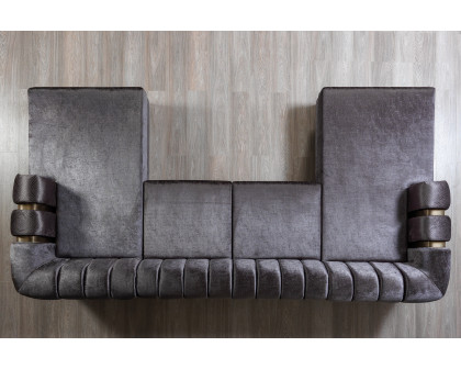 Nova Santana Velvet Double Chaise Sectional - Smoke