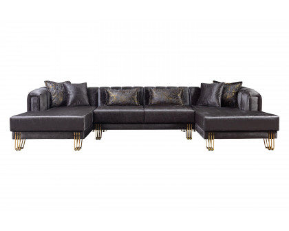 Nova Santana Velvet Double Chaise Sectional - Smoke