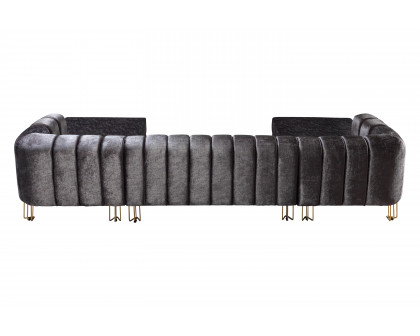 Nova Santana Velvet Double Chaise Sectional - Smoke