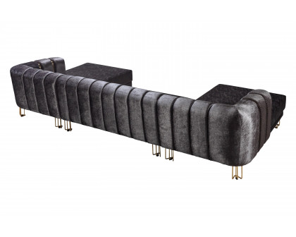 Nova Santana Velvet Double Chaise Sectional - Smoke