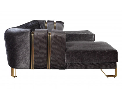 Nova Santana Velvet Double Chaise Sectional - Smoke