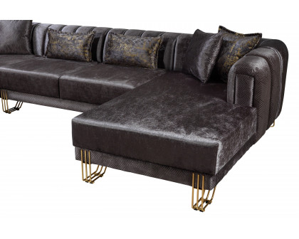 Nova Santana Velvet Double Chaise Sectional - Smoke