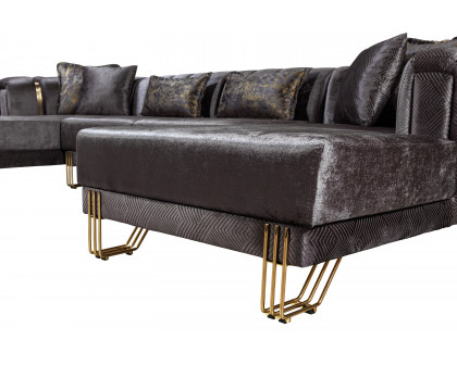 Nova Santana Velvet Double Chaise Sectional - Smoke