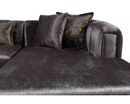 Nova Santana Velvet Double Chaise Sectional - Smoke