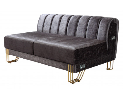 Nova Santana Velvet Double Chaise Sectional - Smoke