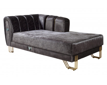 Nova Santana Velvet Double Chaise Sectional - Smoke