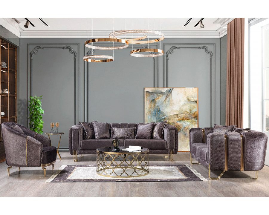 Nova Santana Velvet Sofa & Loveseat - Smoke