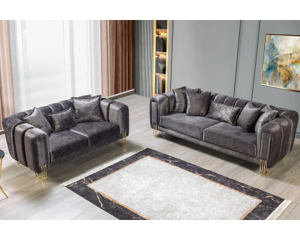 Nova Santana Velvet Sofa & Loveseat - Smoke