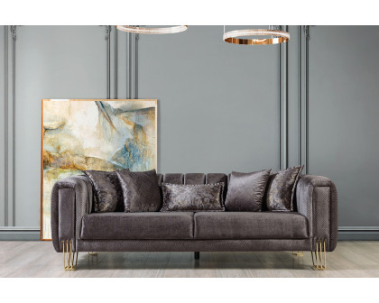 Nova Santana Velvet Sofa & Loveseat - Smoke