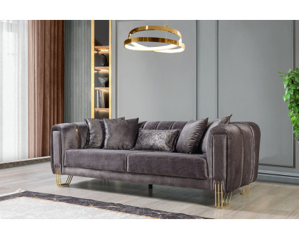 Nova Santana Velvet Sofa & Loveseat - Smoke