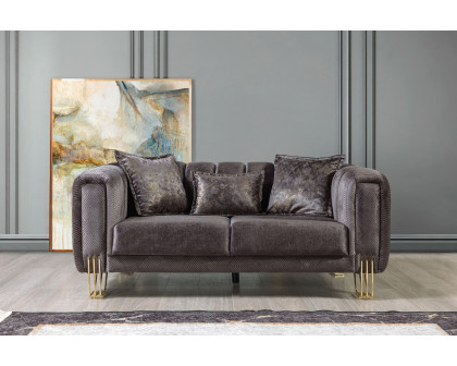 Nova Santana Velvet Sofa & Loveseat - Smoke