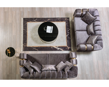 Nova Santana Velvet Sofa & Loveseat - Smoke