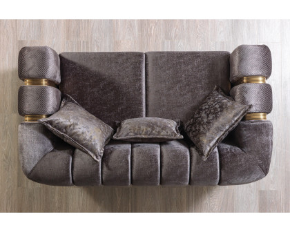 Nova Santana Velvet Sofa & Loveseat - Smoke