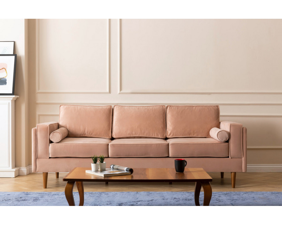 Nova - Troya Melon Velvet Sofa With Reversible Cushions