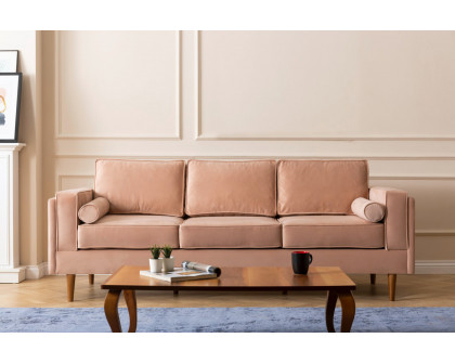 Nova - Troya Melon Velvet Sofa With Reversible Cushions