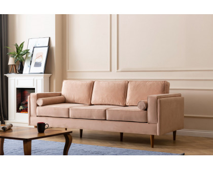 Nova - Troya Melon Velvet Sofa With Reversible Cushions