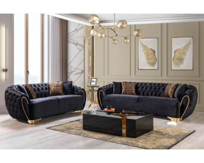 Nova Victoria Velvet Sofa & Loveseat - Black