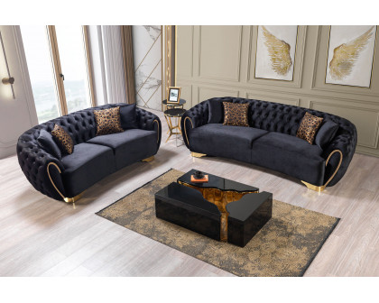 Nova Victoria Velvet Sofa & Loveseat - Black