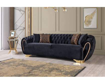 Nova Victoria Velvet Sofa & Loveseat - Black