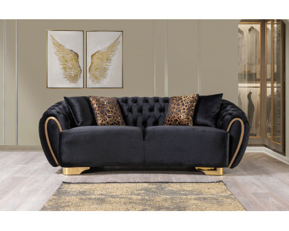 Nova Victoria Velvet Sofa & Loveseat - Black