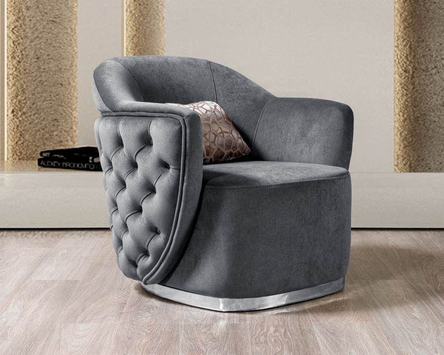 Nova - Victoria Gray Velvet Chair