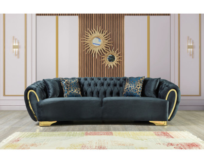 Nova Victoria Velvet Sofa & Loveseat - Holly Green