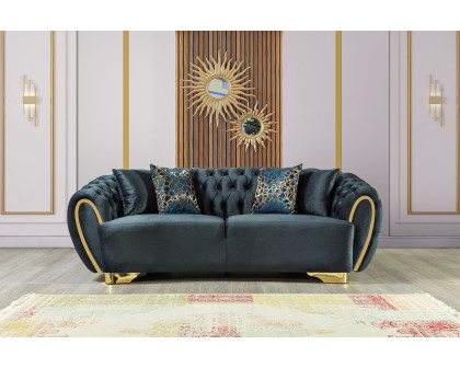 Nova Victoria Velvet Sofa & Loveseat - Holly Green