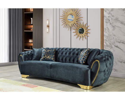 Nova Victoria Velvet Sofa & Loveseat - Holly Green